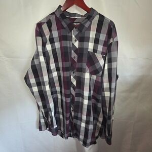 Zoo York Button Down Shirt Men's 3XLT Black White Red Plaid Short Sleeve